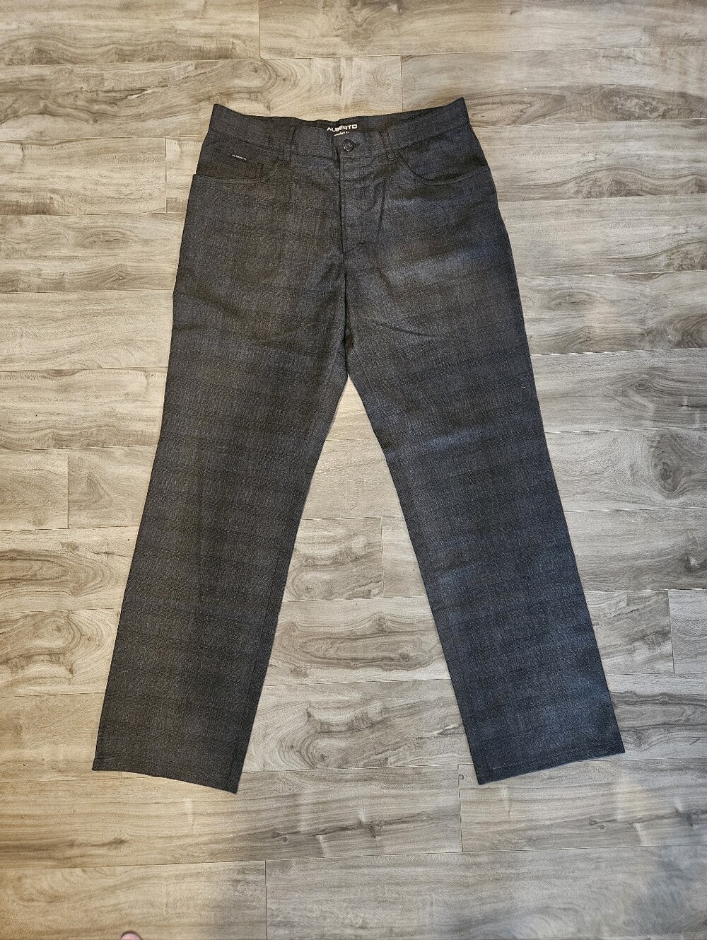Alberto Men's Grey Check Dress Pants - Classic Straight Fit